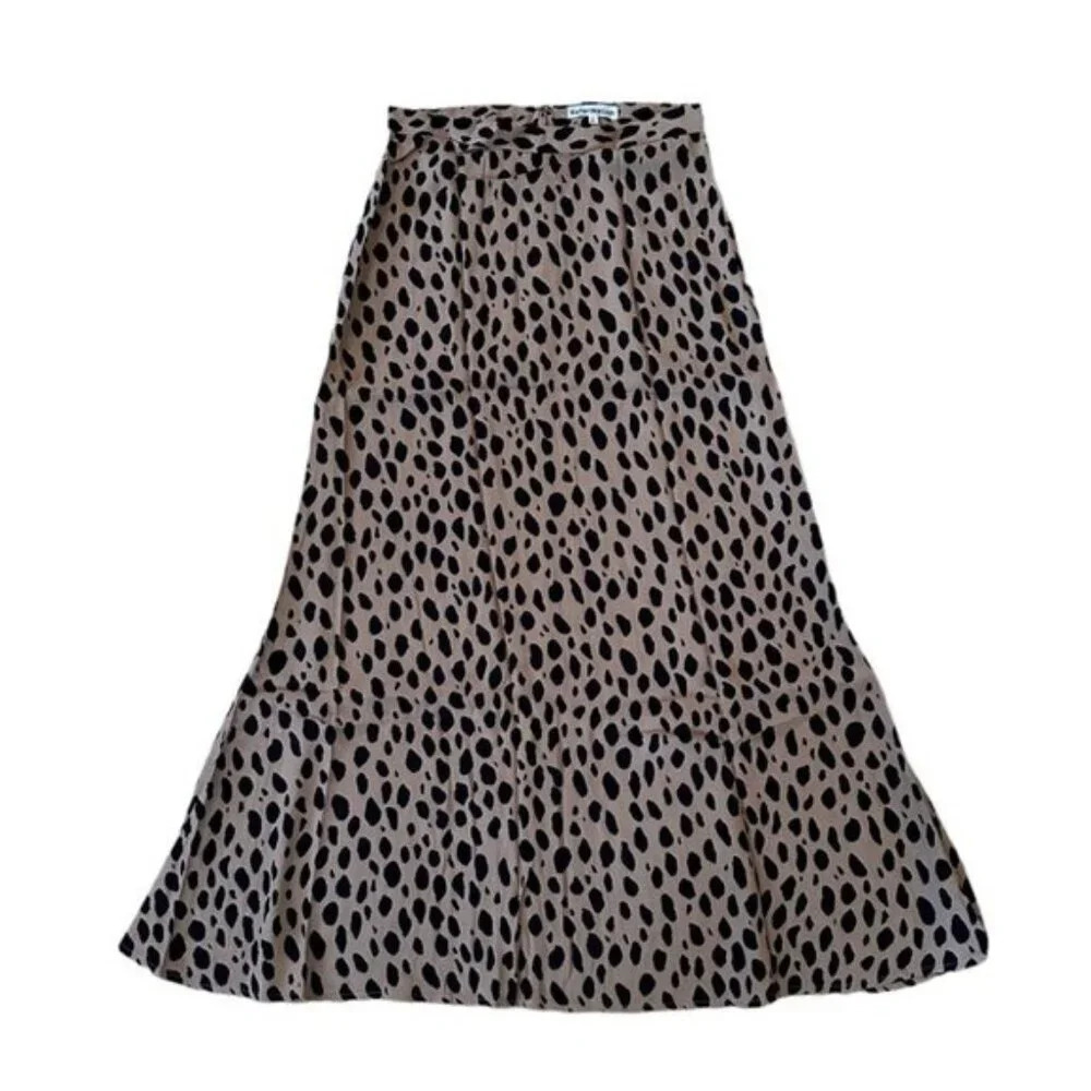 NEW Reformation Bea Skirt in Leopard | Brown/Tan - size 2 - Picture 7 of 10
